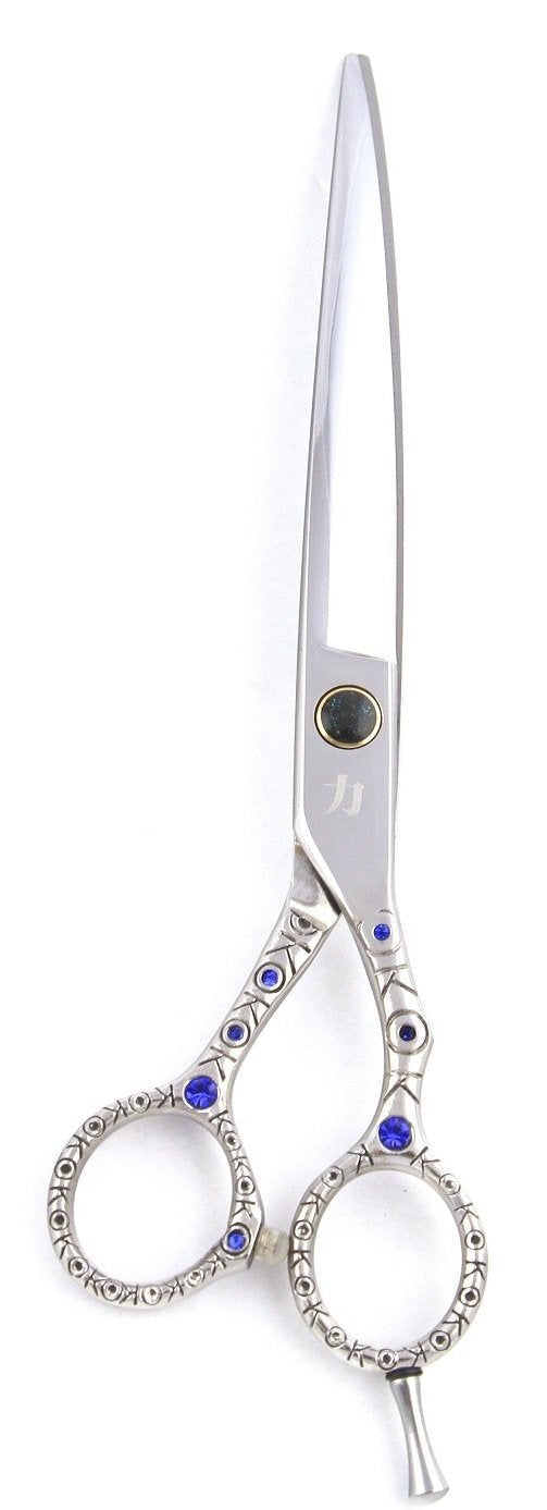 [Australia] - ShearsDirect Curved Stainless Steel Shear with Jewled Handle and Off Set Handle Design, 7-Inch 