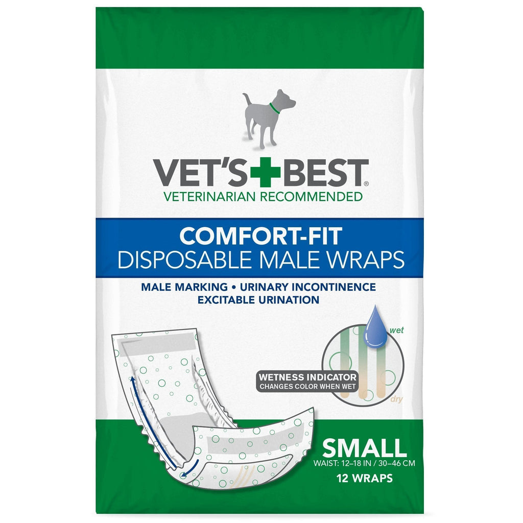 [Australia] - Vet’s Best Comfort Fit Disposable Male Dog Diapers | Absorbent Male Wraps with Leak Proof Fit Small 12ct 