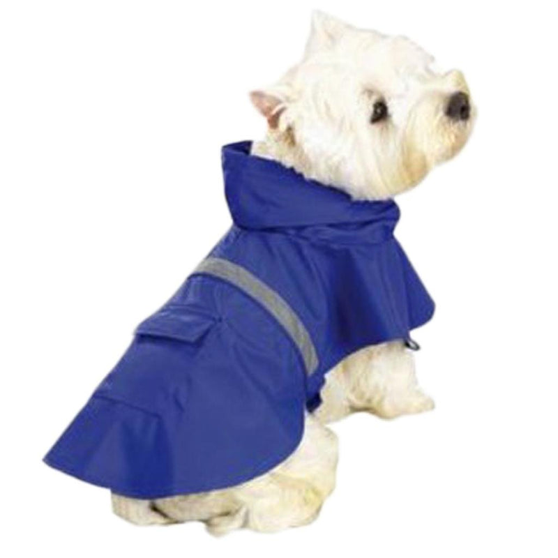 OCSOSO Pet Dog Slicker Raincoat Gear Brite Rain Jackets Dog Cat Hooded with Reflective Band XS Back: 10"(25cm) Blue - PawsPlanet Australia