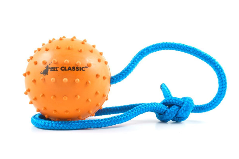 The Nero Ball Classic TM - K-9 Ball On a Rope Reward and Exercise Toy - Police K-9 - Schutzhund Orange - PawsPlanet Australia