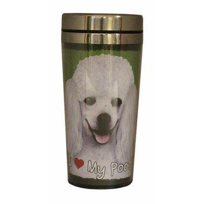 [Australia] - E&S Pets Stainless Steel Poodle White Tumbler, 16 oz 