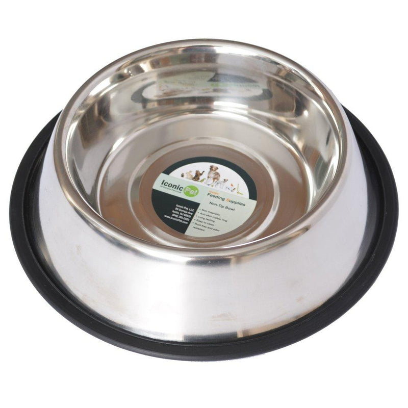 [Australia] - Iconic Pet Stainless Steel Non Skid Pet Food / Water Bowl with Rubber Ring in Varying Sizes - Rust Free, Dog / Cat Feeding Bowl is Dishwasher Safe, Noise Free, Anti Skid and Stable Kitten / Puppy Dish 1 Cup/8 oz. 