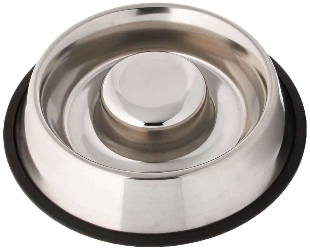 [Australia] - Iconic Pet Slow Feeding Stainless Steel Bowl with Anti-Skid Rubber Ring in Varying Sizes, Noise Free Stable Pet Feeding Bowl for Dogs/Cats Reduces Chocking and Over Eating Habit for Better Digestion Medium 