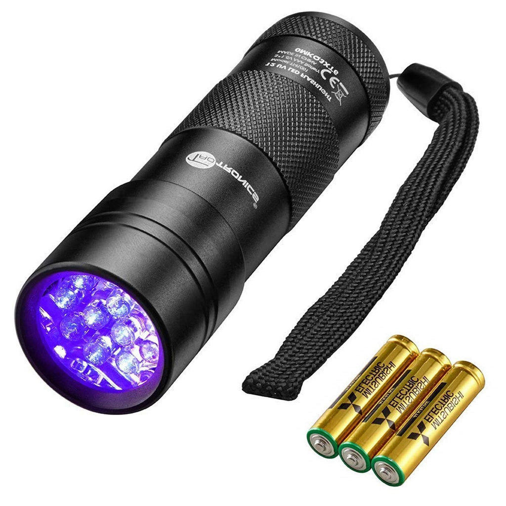 [Australia] - TaoTronics Black Light, 12 LEDs 395nm UV Blacklight Flashlights Detector for Pets Urine and Stains  with 3 Free AAA Batteries 