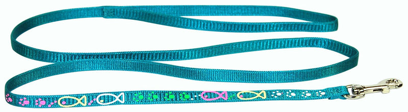 [Australia] - Hamilton Cat Lead with Cat Fish Paw Design, 3/8-Inch by 4-Feet, Teal Nylon 