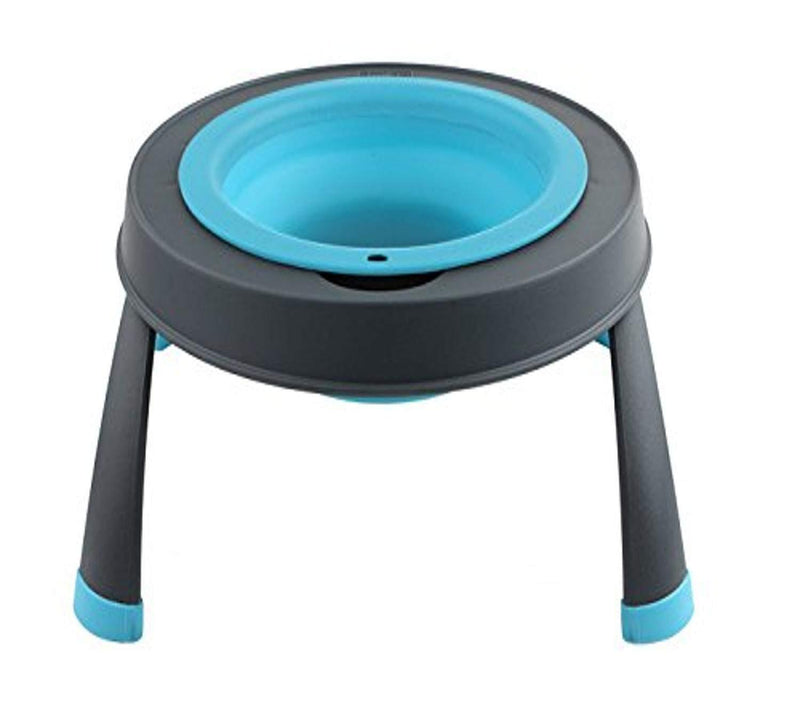 [Australia] - Dexas Popware for Pets Single Elevated Pet Feeder Large/4 Cup Capacity Gray/Blue 