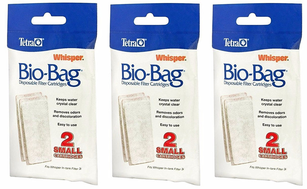 [Australia] - Tetra Whisper Assembled Bio-Bag Filter Cartridges Small - 6 Total Filters (3 Packs with 2 Filters per Pack) 