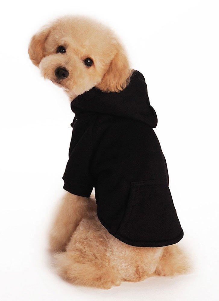 TOPSOSO Fashion Shop Pet Coat Polyester/Cotton Basic Dog Hoodie，Dog Jacket,Dog Fleece for Young Dog and Large Dog,6 Sizes avaiable and 4 Color for Choose M Black - PawsPlanet Australia