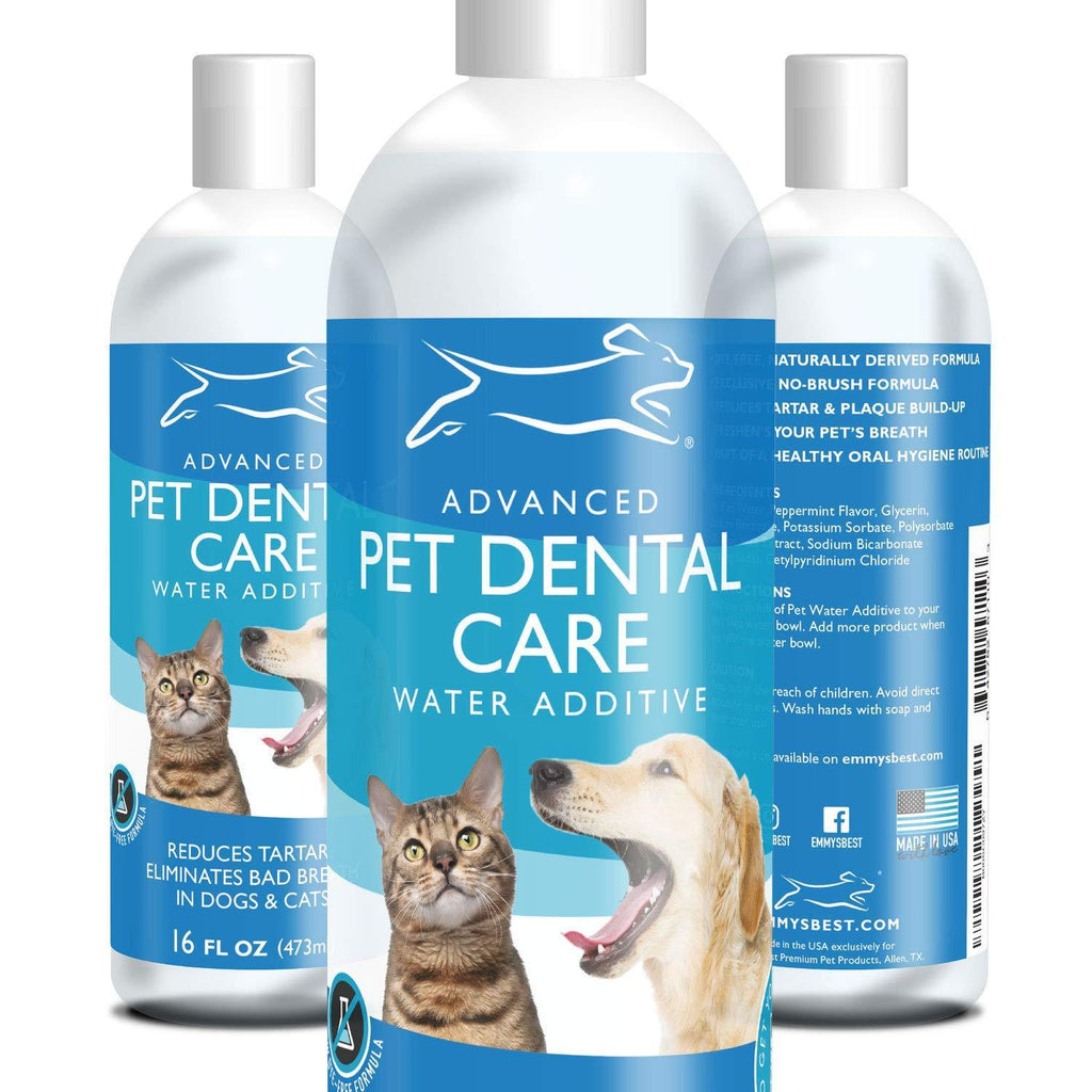 Emmy's Best Premium Dog and Cat Breath Freshener Advanced Pet Dental Care Water Additive - No Brushing Removal of Plaque, Tartar and Bad Breath - PawsPlanet Australia