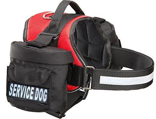 [Australia] - Doggie Stylz Service Dog Harness with Removable Saddle Bag Backpack Carrier Traveling Carrying Bag. 2 Removable Patches. Please Measure Dog Before Ordering. Made Girth 19-25" Red 