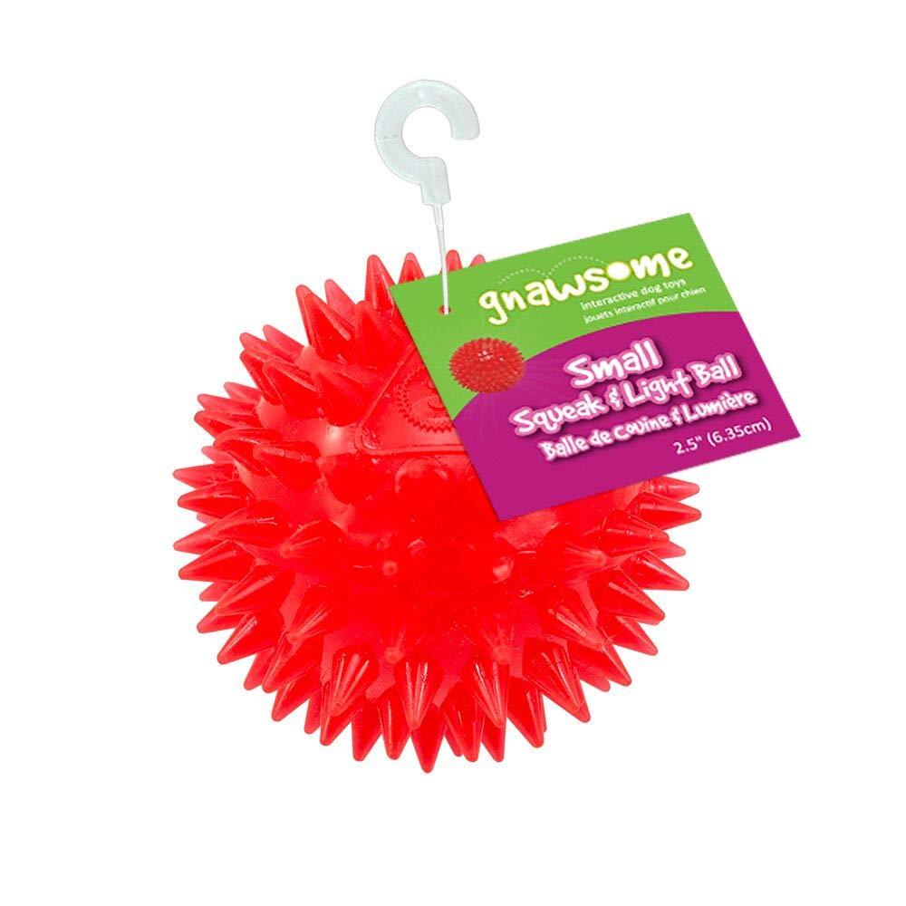 [Australia] - Gnawsome 2.5” Spiky Squeak & Light Ball Dog Toy - Small, Cleans teeth and Promotes Dental and Gum Health for Your Pet, Colors will vary 