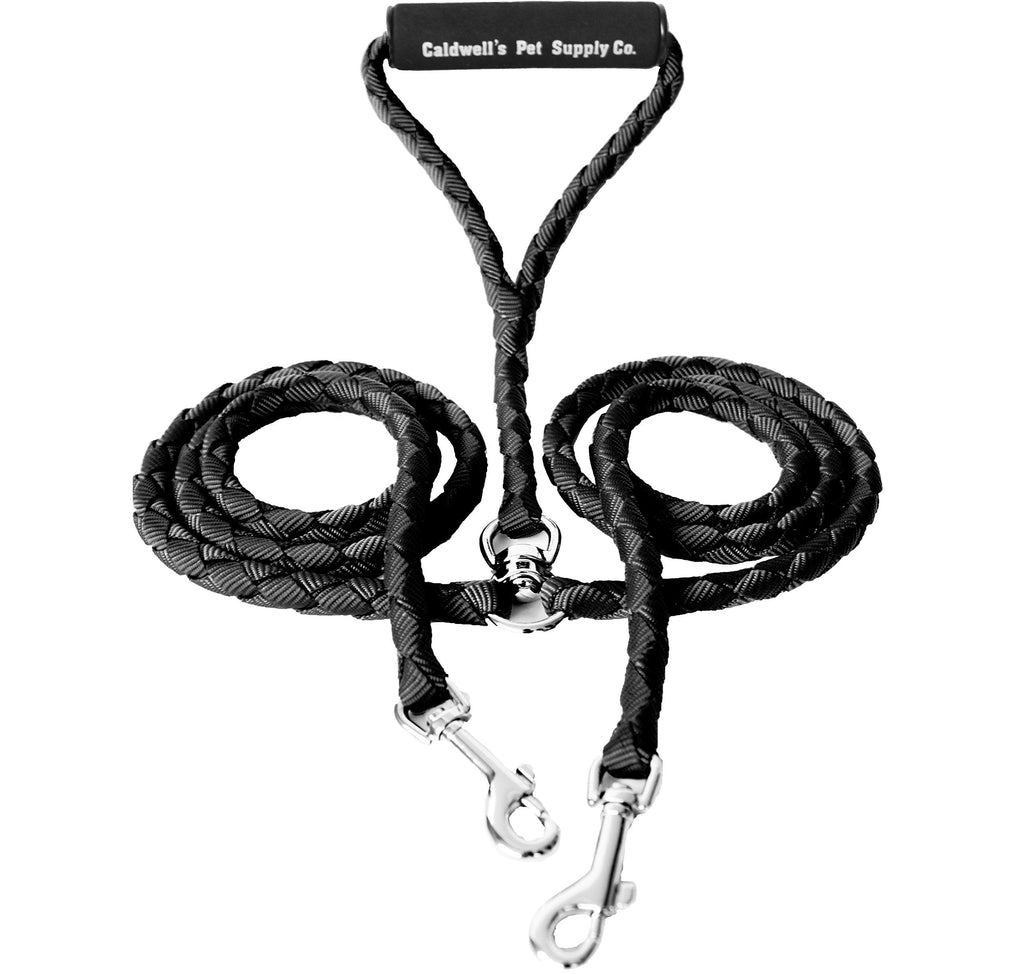 [Australia] - Dual Dog Leash, Double Dog Leash,360° Swivel No Tangle Double Dog Walking & Training Leash, Comfortable, Reflective Stitching for Two Dogs, Black by Caldwell's Pet Supply Co. 