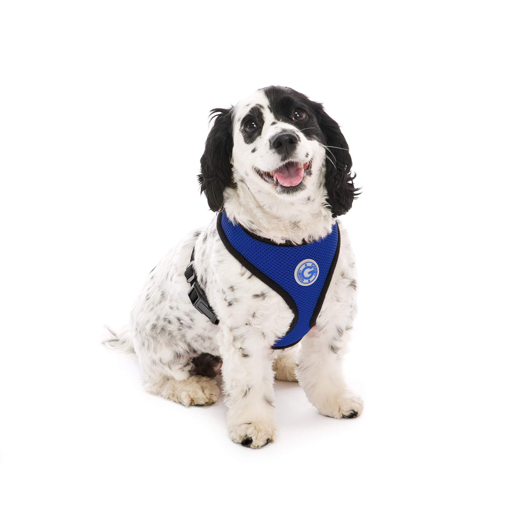 [Australia] - Gooby - Soft Mesh Harness, Small Dog Harness with Breathable Mesh Large chest (14-19") Blue 