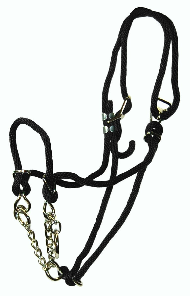 [Australia] - Hamilton Poly Rope Yearling Halter with Chain, 3/8-Inch, Black 