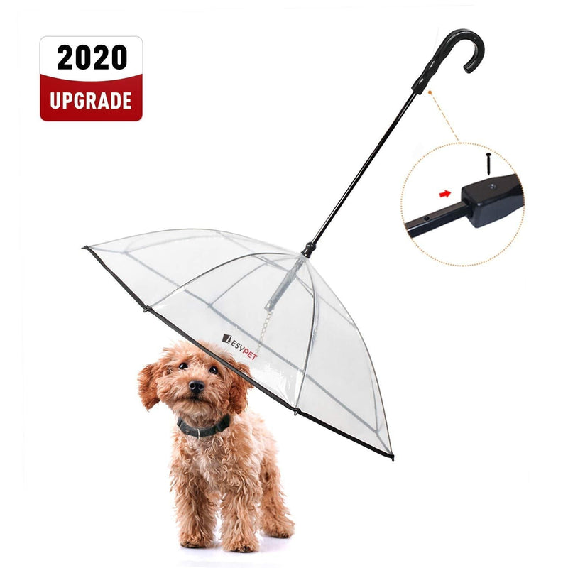LESYPET Pet Umbrella, Dog Umbrella with Leash Folding Assembled Puppy Doggy Umbrella (Transparent) Gen-1 - PawsPlanet Australia