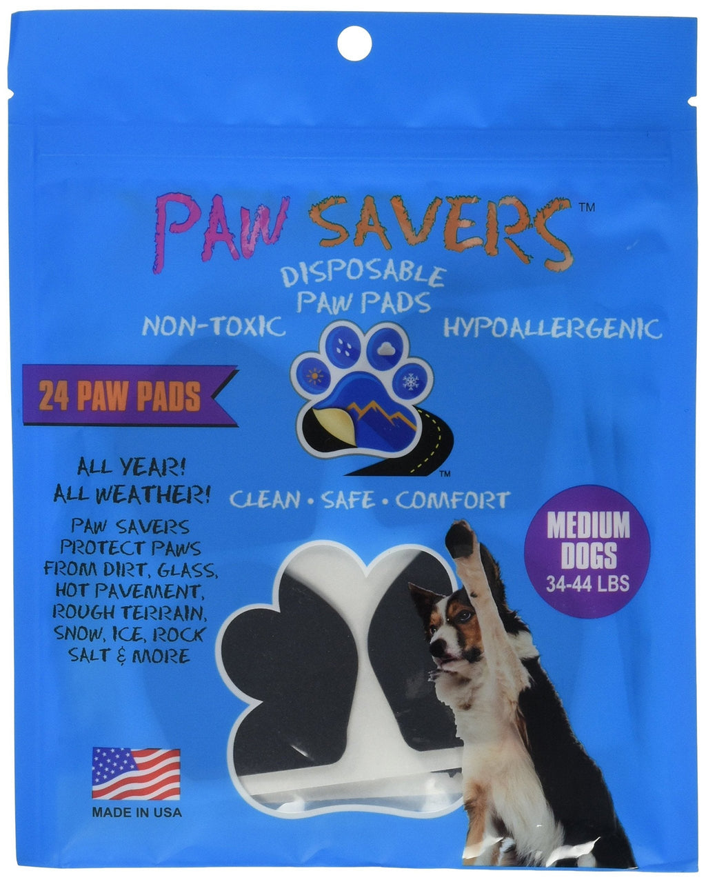 [Australia] - Medium Paw Savers, Disposable Dog Paw Pads, (33-44 lbs) 24 Pieces 