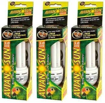 [Australia] - Zoo Med Aviansun 5.0 UVB Compact Fluorescent Bulb (Pack of 3) 