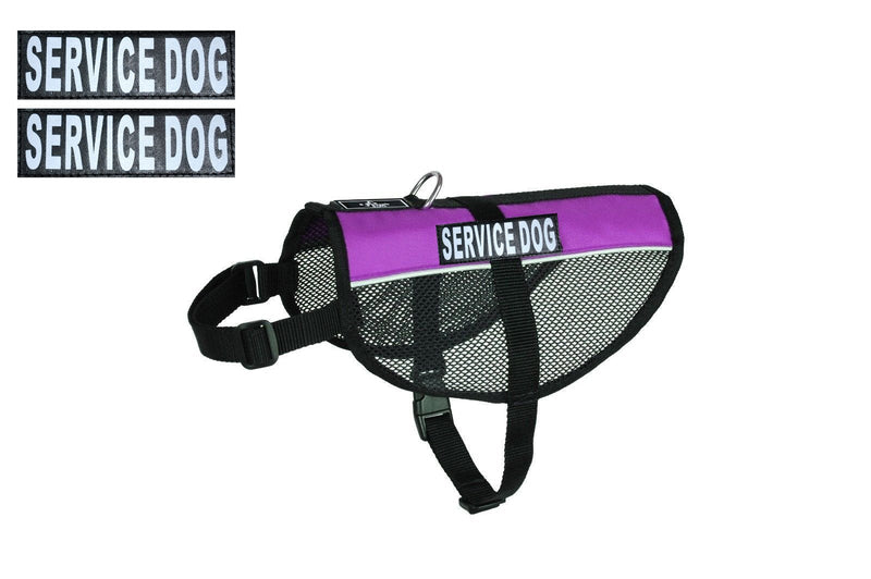 [Australia] - Service Dog mesh Vest Harness Cool Comfort Nylon for Dogs Small Medium Large Purchase Comes with 2 Reflective Service Dog Removable Patches. Measure Your Dog Before Ordering Girth 8-10" Purple 