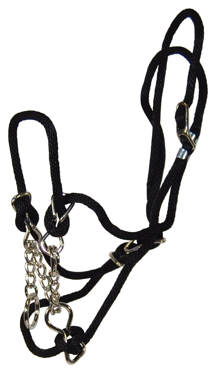Hamilton Poly Rope Cow Halter with 10-Inch Chain, 3/8-Inch, Black - PawsPlanet Australia