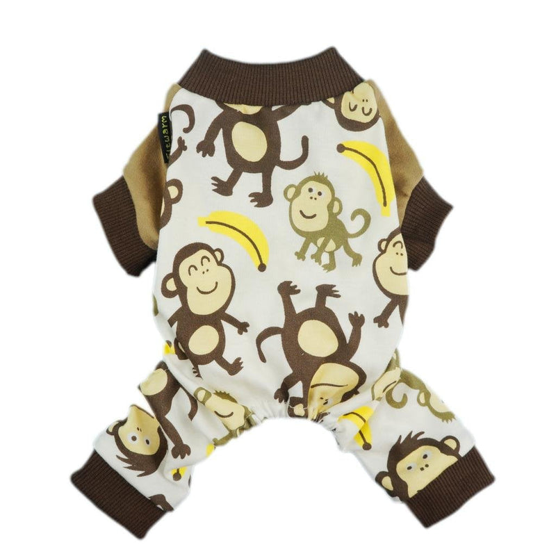 Fitwarm Soft Cotton Adorable Monkey Dog Pajamas Shirt Pet Clothes, Brown X-small (Chest12" Back8") - PawsPlanet Australia