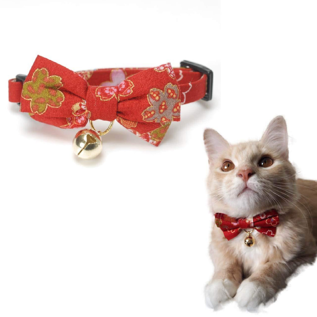 Necoichi Kimono Bow Tie Cat Collar (Red) - PawsPlanet Australia