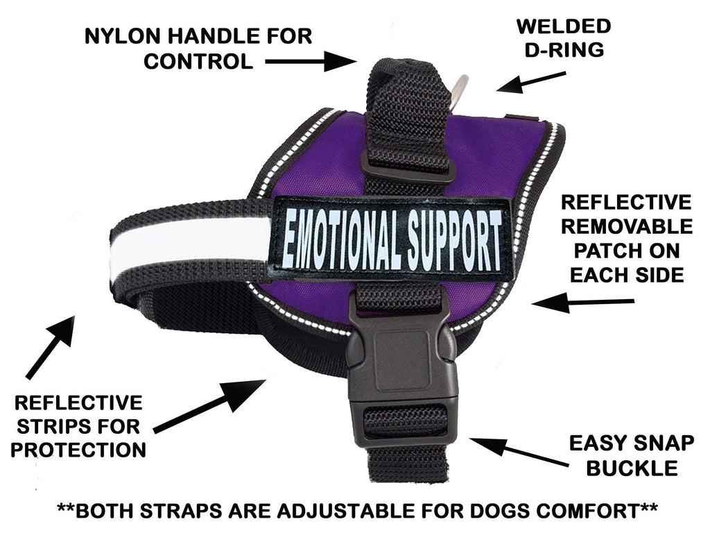 [Australia] - Doggie Stylz Emotional Support Dog Vest with 2 Free Hook and Loop Removable Emotional Support Animal Patches, Reflective Lightweight Cool Soft Adjustable K9 Harness Girth 14-18" Purple 