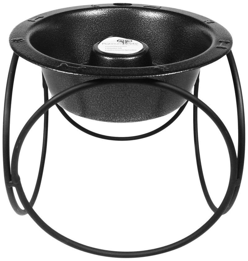 [Australia] - Platinum Pets Slow Eating Single Olympic Diner Feeder with Stainless Steel Dog Bowl Large Silver Vein 