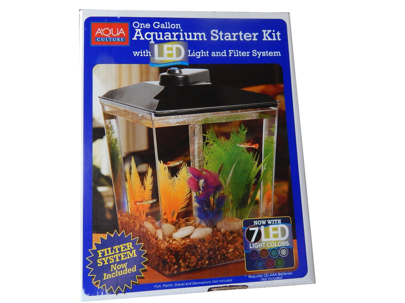 [Australia] - Aqua Culture One Gallon Aquarium Starter Kit with LED Light & Filter System 