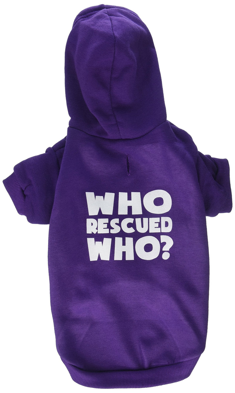 Mirage Pet Products Who Rescued Who Screen Print Pet Hoodies Purple Large - PawsPlanet Australia