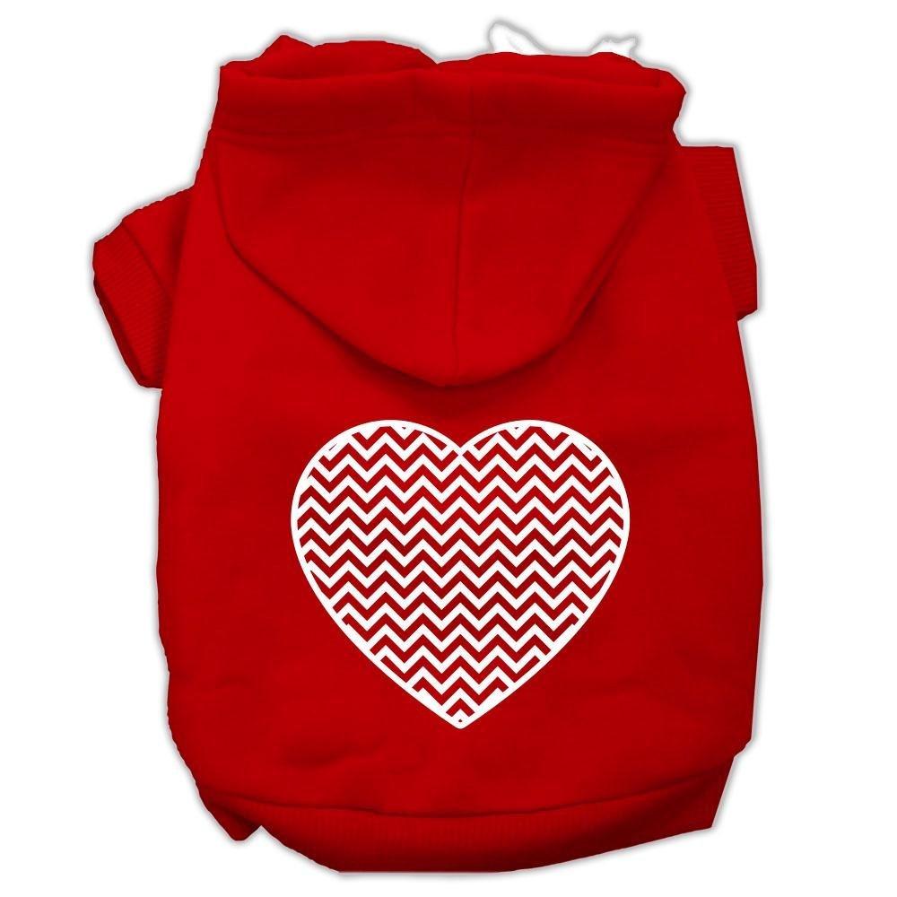 Mirage Pet Products Chevron Heart Screen Print Dog Pet Hoodies Red Large - PawsPlanet Australia