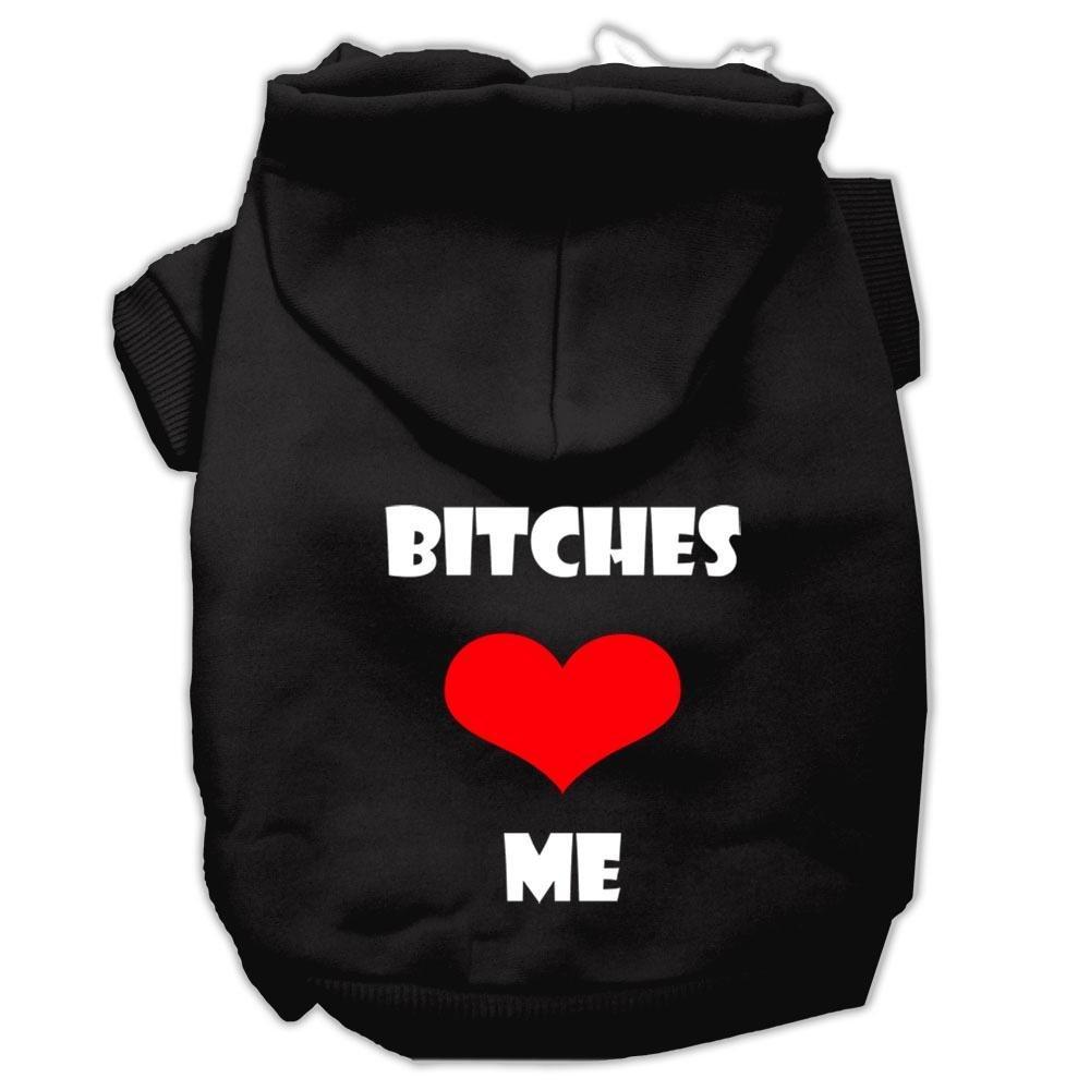 Mirage Pet Products 20" Bitches Love Me Screen Print Pet Hoodie Black XXX-Large - PawsPlanet Australia