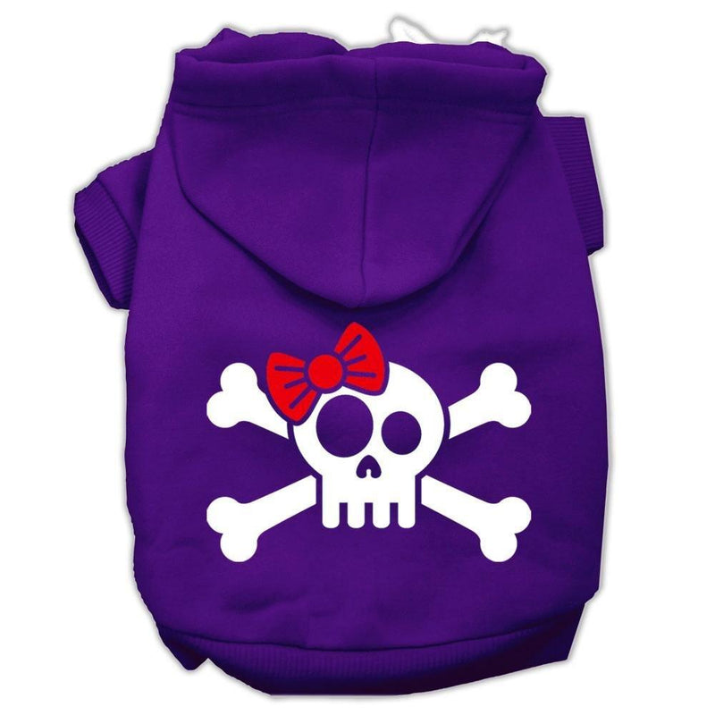 [Australia] - Mirage Pet Products Skull Crossbones Bow Screen Print Pet Hoodies, Size 16, Purple 