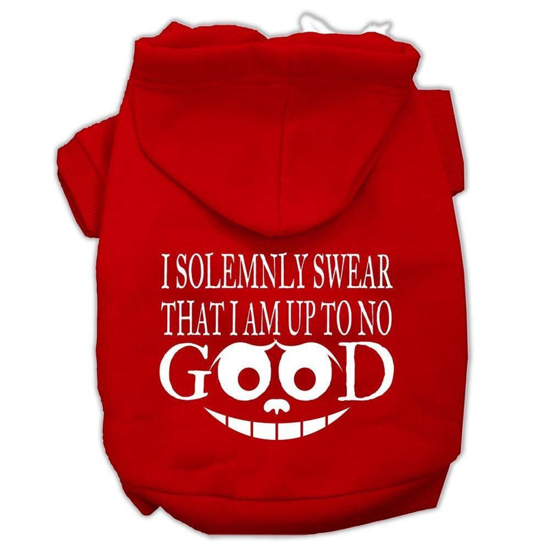 Mirage Pet Products 10" Up to No Good Screen Print Pet Hoodie Red Small - PawsPlanet Australia