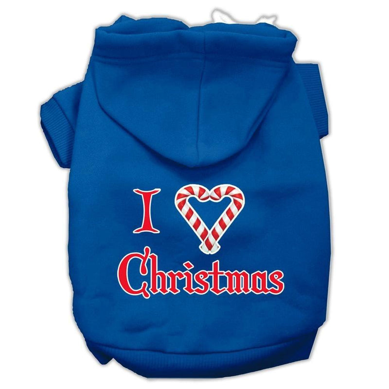 [Australia] - Mirage Pet Products I Heart Christmas Screen Print Pet Hoodies Blue Large 