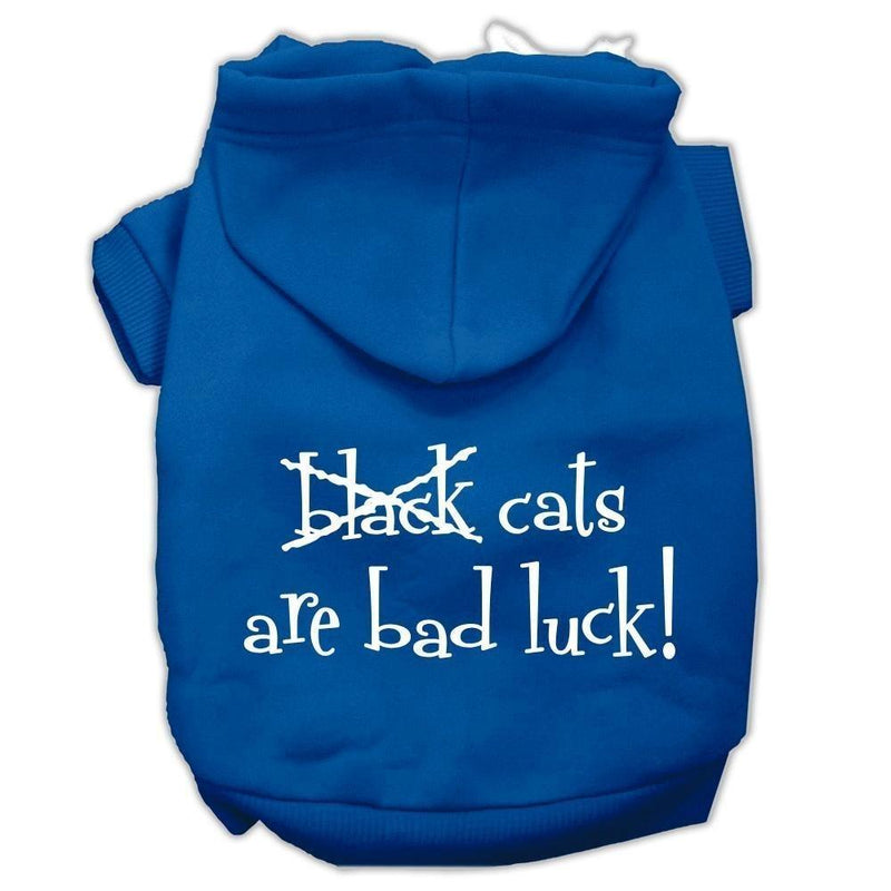 [Australia] - Mirage Pet Products Black Cats are Bad Luck Screen Print Pet Hoodies Blue, Small 