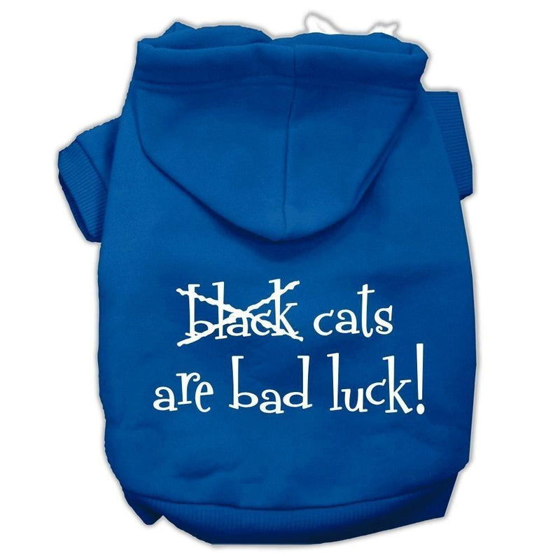 [Australia] - Mirage Pet Products Black Cats are Bad Luck Screen Print Pet Hoodies Blue, X-Large 