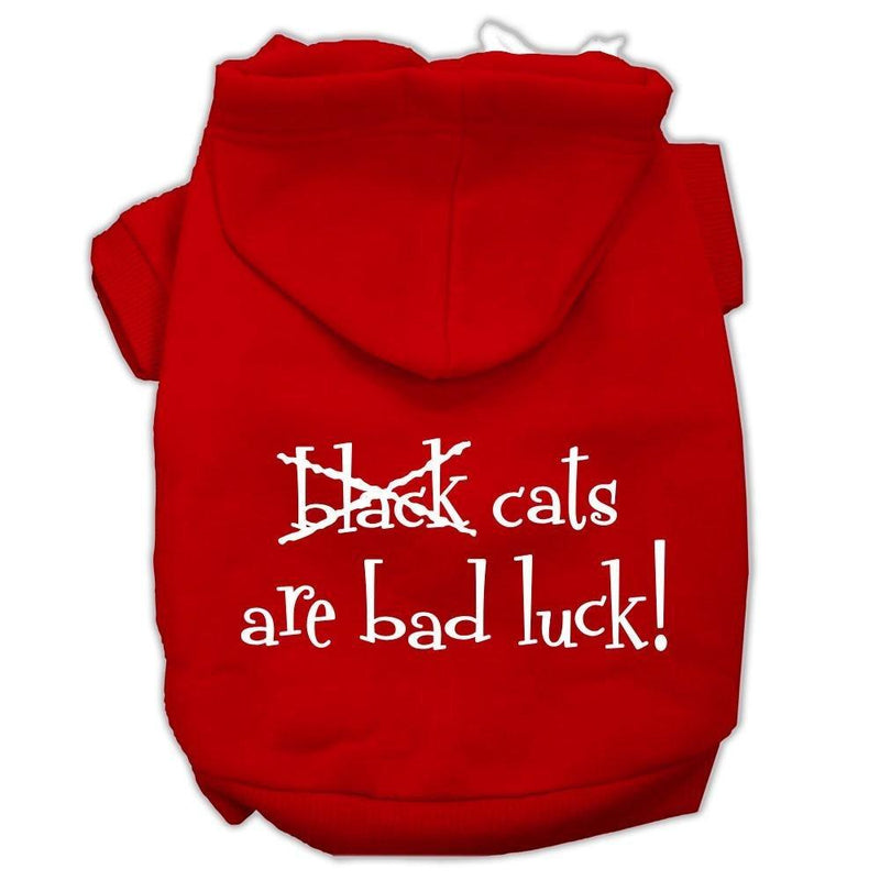 [Australia] - Mirage Pet Products Black Cats are Bad Luck Screen Print Pet Hoodies Red, Large 