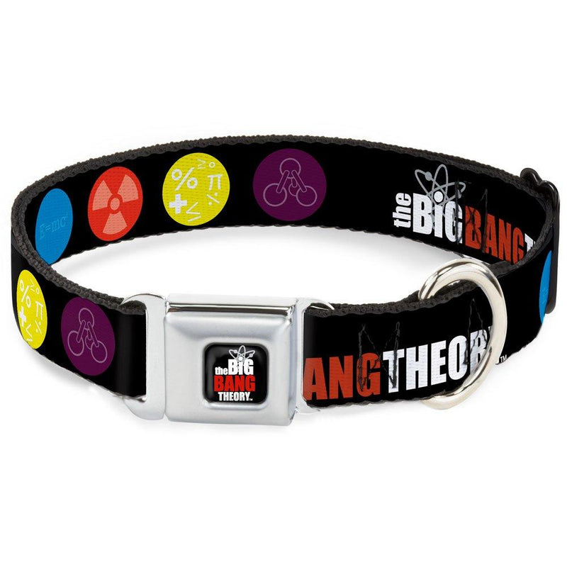 [Australia] - Buckle-Down Seatbelt Buckle Dog Collar - The Big Bang Theory DNA/Atom/E/Radiation Black 1" Wide - Fits 15-26" Neck - Large 