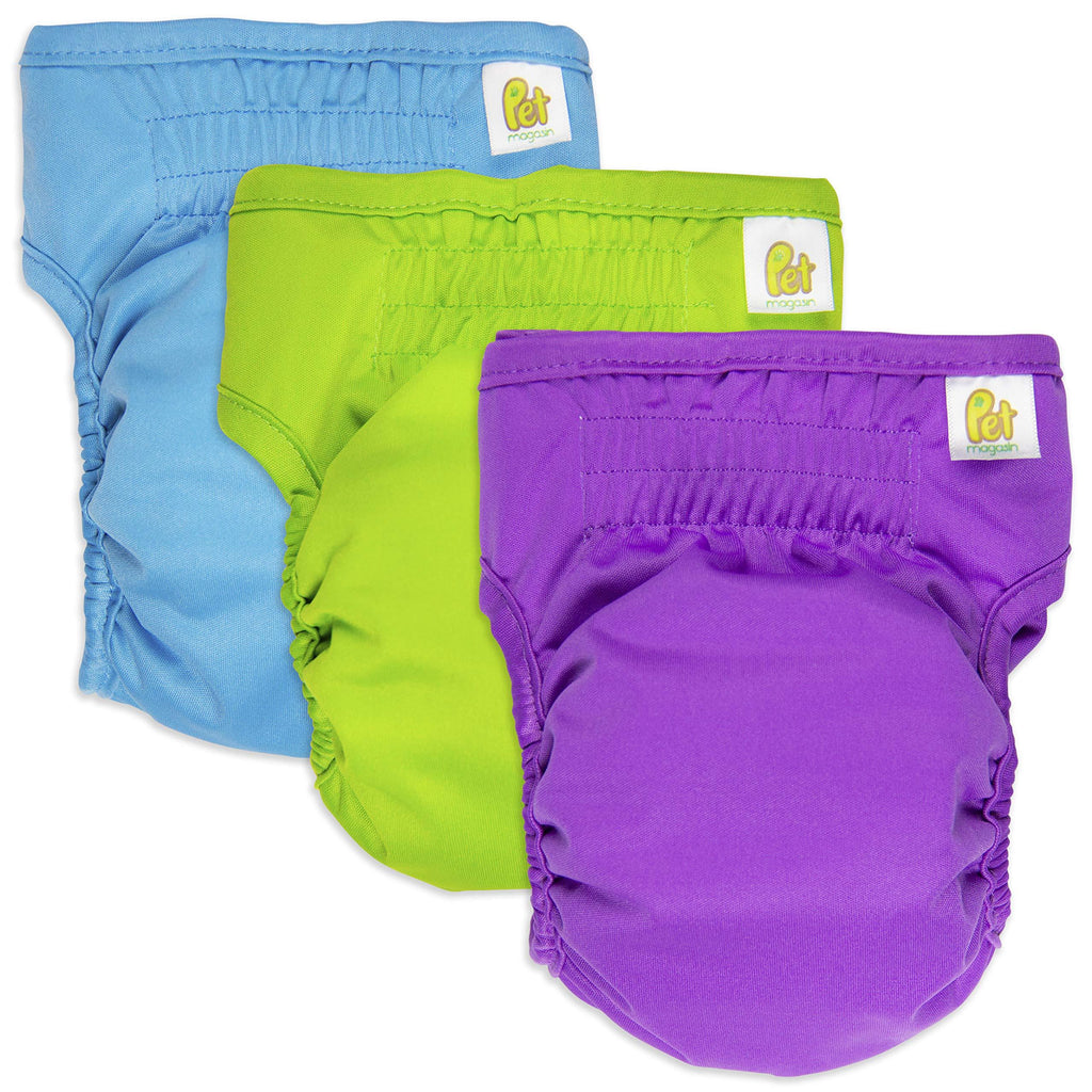 [Australia] - Pet Magasin Reusable Washable Dog Diapers (Pack of 3), Highly Absorbent with Strong & Flexible Velco Solid Small 