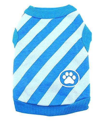 SMALLLEE_LUCKY_STORE Stripe Shirt for Small Dogs, Large, Blue Medium - PawsPlanet Australia