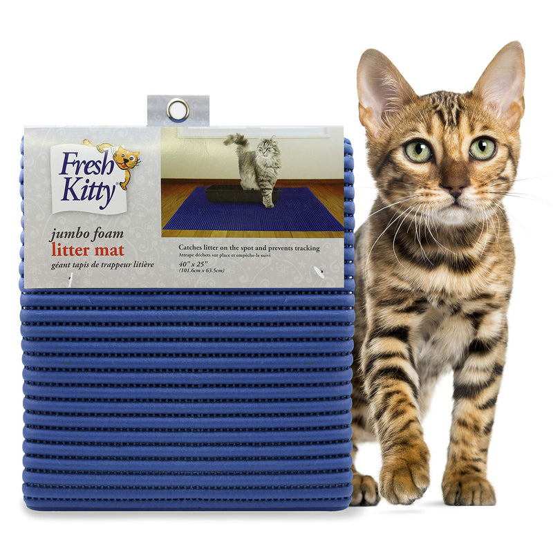 [Australia] - Fresh Kitty Durable XL Jumbo Foam Litter Mat – Phthalate and BPA Free, Water Resistant, Traps Litter from Box, Scatter Control, Easy Clean Mats – Blue (9032) 