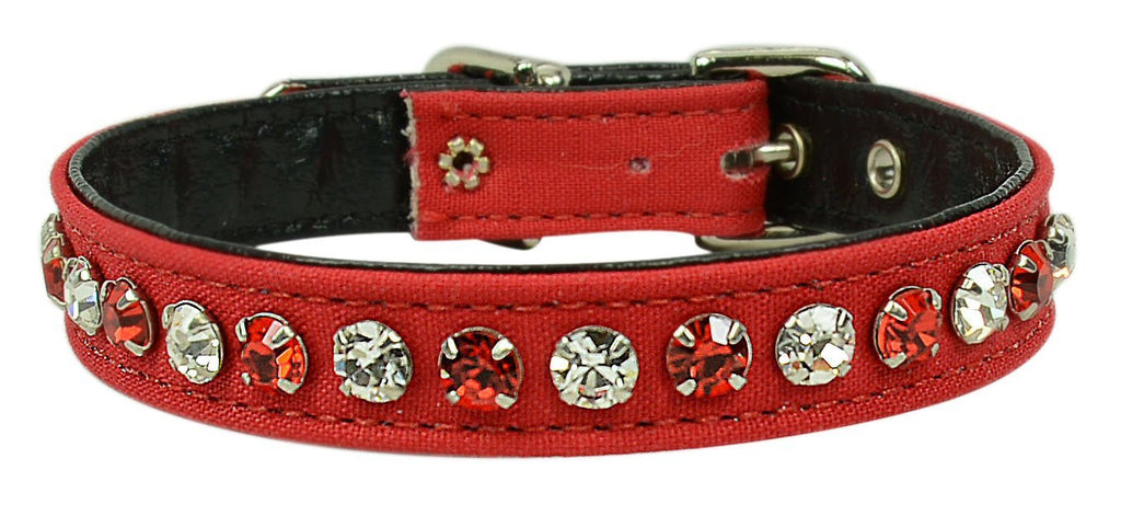 [Australia] - Evans Collars 1/2" Collar with Alternating Jewel Colors Size 10 Crimson Red 