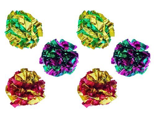 PETFAVORITES Mylar Crinkle Balls Cat Toys Interactive Crinkle Cat Toy Balls Independent Pet Kitten Cat Toys for Fat Real Cats Kittens Exercise, Soft and 1.5 Inch. 6 Pack - PawsPlanet Australia