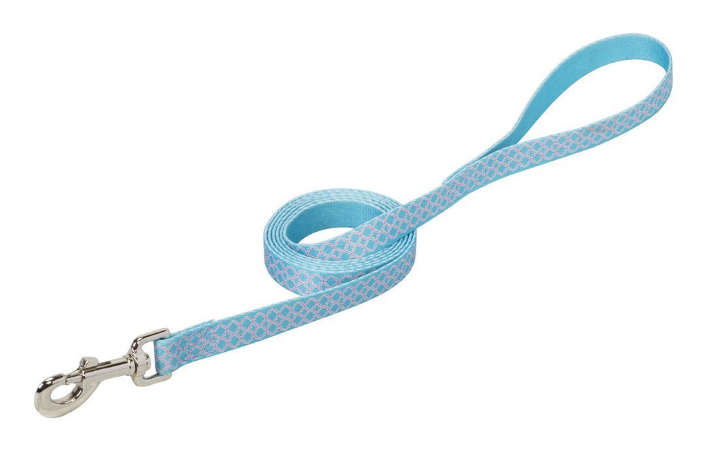 [Australia] - Weaver Leather Quatrefoil Patterned Leash 3/4" x 6' Blue 