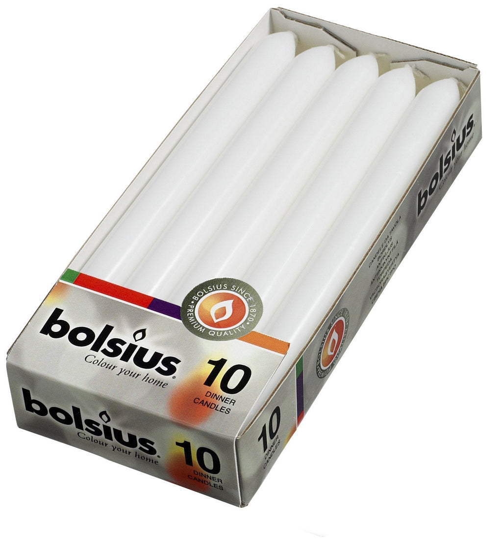 bolsius Dripless and Smokeless Dinner Candles, 10-inch White (10 Pack) - PawsPlanet Australia