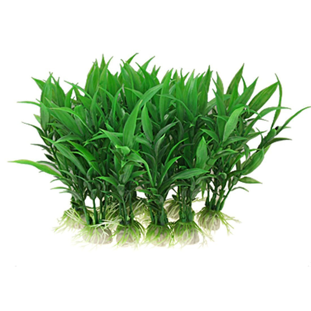 CNZ 10-Piece Green Plastic Aquarium Tank Plants Grass Decoration 4.5" Tall 4.5 inch (Pack of 10) - PawsPlanet Australia