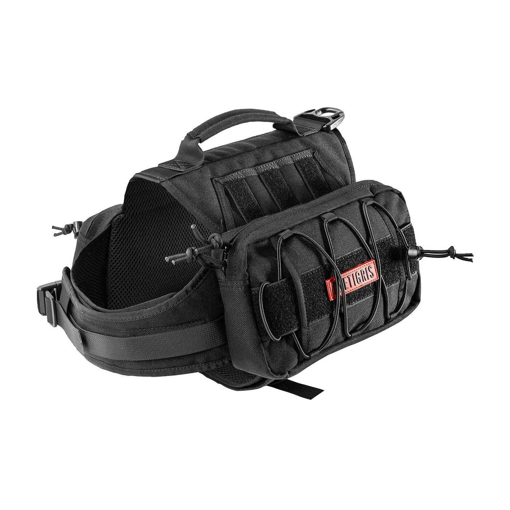[Australia] - OneTigris Backpack for Dogs to Wear Pet Back Pack with Padded Handle and Leash Attachment Point for Dog with 18"-23.5" Neck Girth and 25"-30.5" Chest Black Medium 