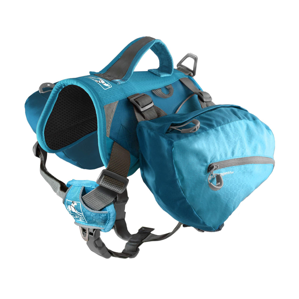 [Australia] - Kurgo Dog Saddlebag Backpack | Back Pack Dog Harness | Hiking Pack for Dogs | Packs for Pets to Wear | Camping & Travel Vest Harness | Reflective | Lightweight | Baxter Pack | For Medium & Large Pets Baxter- 30-85 lb dogs Coastal Blue 