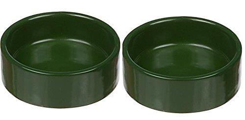 [Australia] - Moss Green Small Ceramic Terrarium Dishes, 3" Diameter X 1" High (2 Pack) 