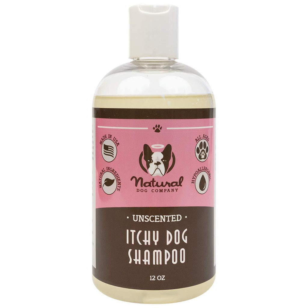 Natural Dog Company Itchy Dog Shampoo for Allergies and Itching, Cleans, Hydrates and Relieves Discomfort from Dry Irritated Skin, Hypoallergenic, All Natural Ingredients, 12oz Bottle - PawsPlanet Australia